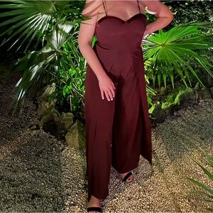 Dark red jumpsuit with velvet lining